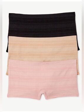 Joyspun Women's Sheer Stripe Seamless Boyshort Panties, 3-Pack